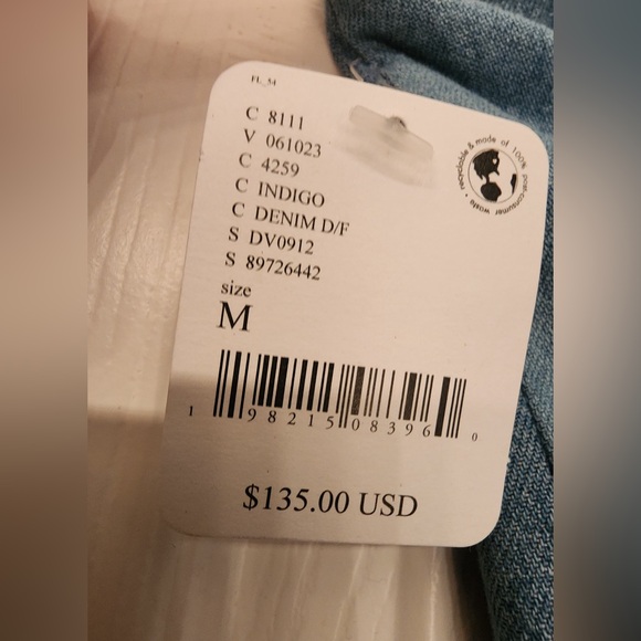 Free People Tricia Fix Split Denim Vest Halter Top Women’s Blue Size Medium - Picture 7 of 12